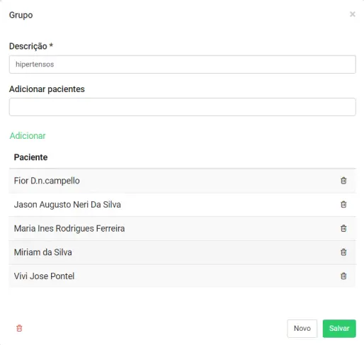 Patient group screen