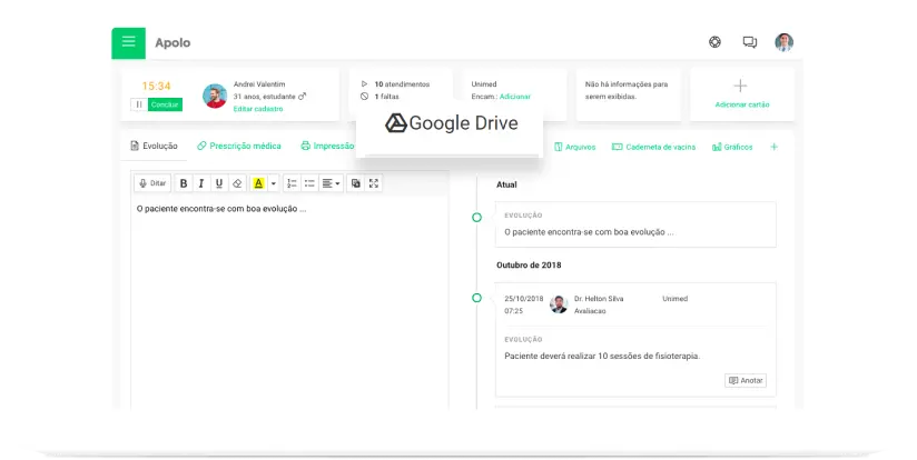 Tela mostrando armazenamento de arquivos no sistema