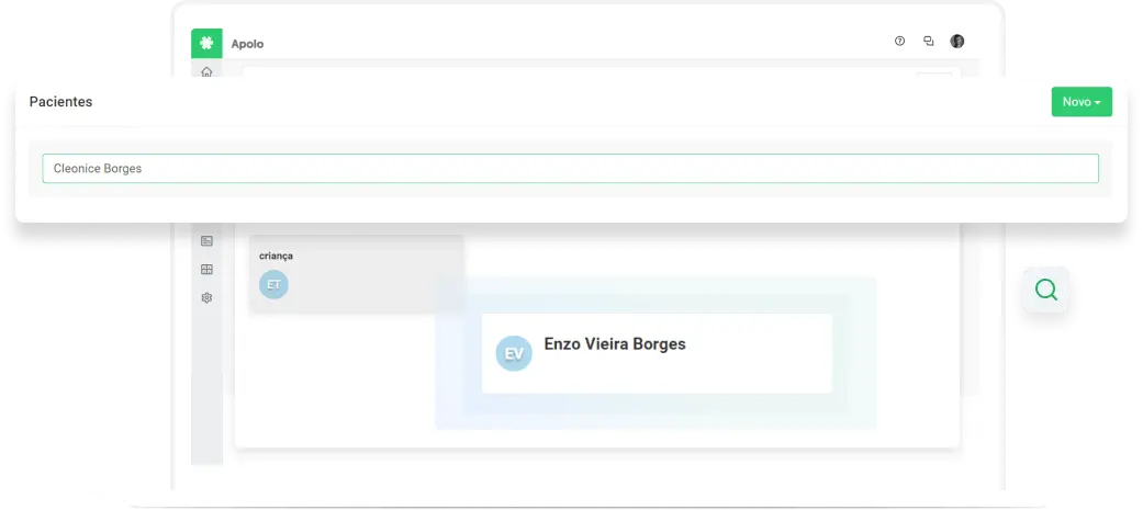 Busque pacientes utilizando los nombres de sus padres.
