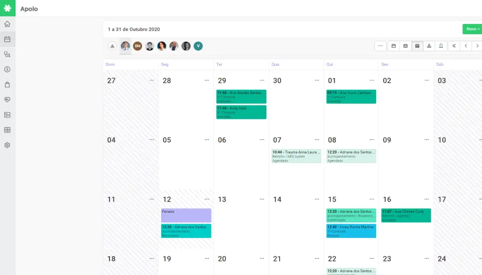 Tela da agenda
