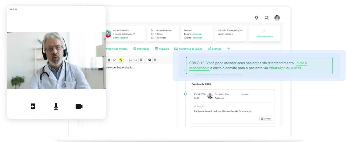 Médico utilizando teleatendimento