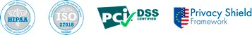 Certificações HIPAA, ISO 27001, SOC3, AICPA, PCI DSS COMPLIANT