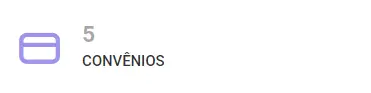 Tela com número de convênios